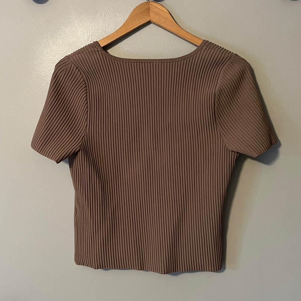Madewell Ottoman Crop Sweater Tee in Light Umber Brown Size XL - Picture 7 of 13